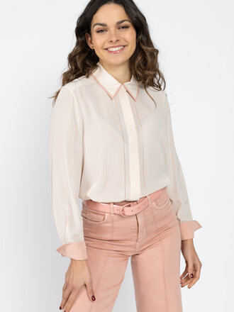 Blouse van pure zijde met overhemdkraag