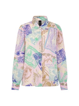 Overhemdblouse met stempelprint