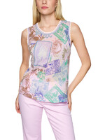 Mouwloze gebreide top met stempelprint