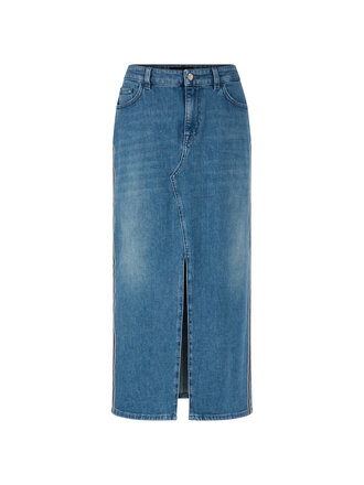Marccain Sports Denim midirok met strepen aan de zijkant