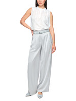 Top met ruches en bloemenborduursel