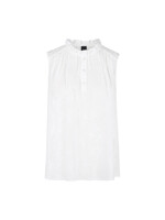 Top met ruches en bloemenborduursel