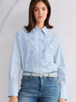 Gestreepte blouse met bloemendetails