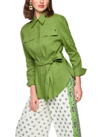 Safari-blouse van een linnen-viscosemix