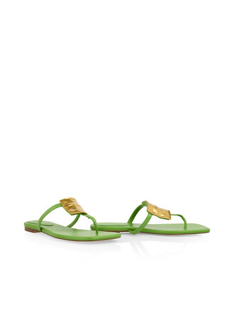 Teenslipper van leer met versiering
