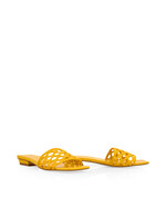 Platte sandaal met macramé bandjes