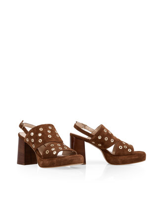 Plateausandalen van suède