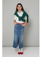 Marccain Sports Denim midirok met strepen aan de zijkant