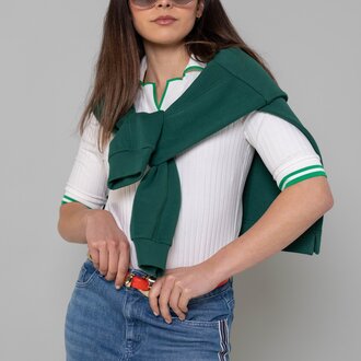 Marccain Sports Poloshirt met ribbelpatroon