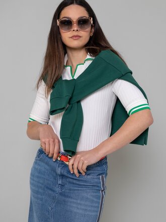 Marccain Sports Poloshirt met ribbelpatroon