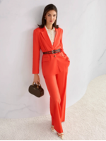 Lange blazer met schoudervullingen