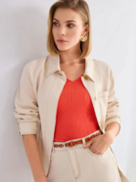 Trui met korte mouwen van viscose-stretch