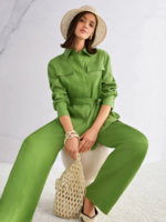 Safari-blouse van een linnen-viscosemix