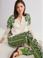 Blouse met luipaard-hibiscusprint