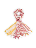 Driekleurige sjaal met franjes