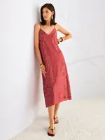 Midi-jurk geborduurd met parels