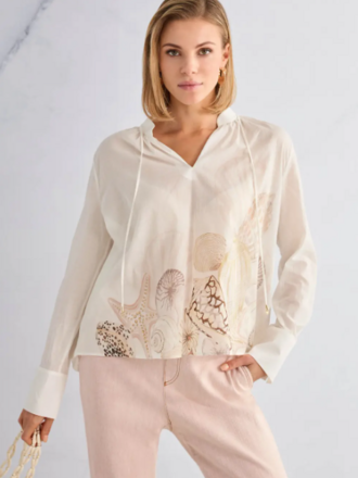 Blouseshirt met schelpenprint