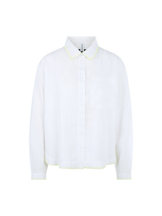 Marccain Sports Blouse van ramee met polokraag en siersteek