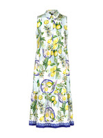 Viscose jurk met citroen-olijfprint
