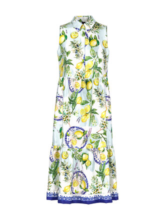 Viscose jurk met citroen-olijfprint