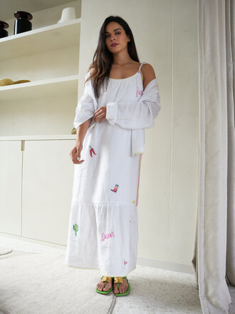 Marccain Sports Mouwloze midi-jurk met borduursels
