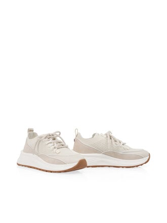 Marccain Sports Gebreide sneakers met leren details