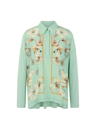 Blouseshirt van gemengde materialen