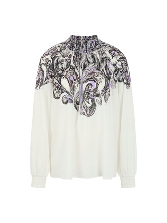 Blouse met hoge hals en print