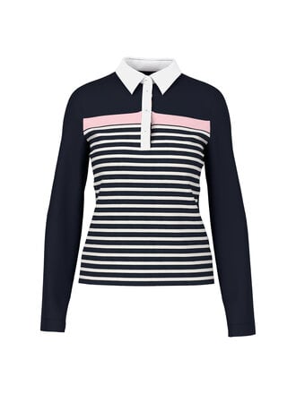 Marccain Sports Poloshirt met ribbelstructuur en strepen