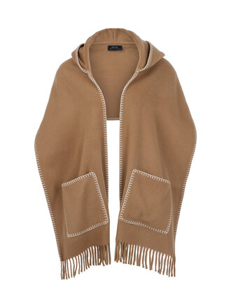 Korte cape van een wolmix met franjes