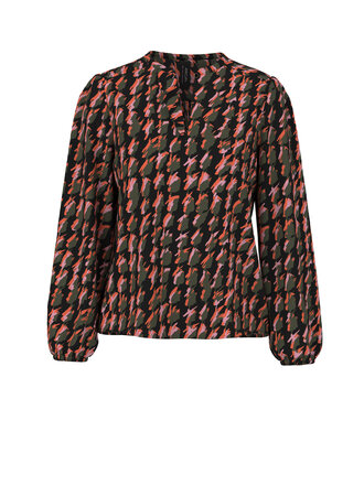 Blouse met abstract pied-de-poule-patroon