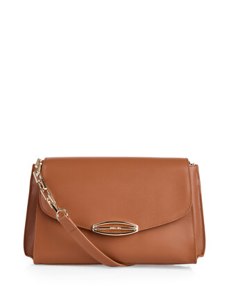 Schoudertas met flap en kettingdetail