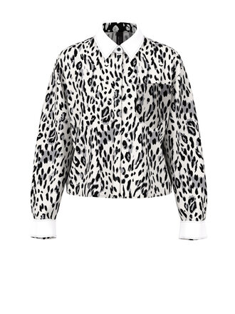 Marccain Sports Katoenen blouse met luipaardprint