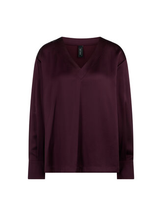 Blouse met V-hals in satijnlook