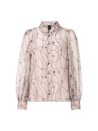Marccain Glam Delicate blouse met print en afknoopbaar topje