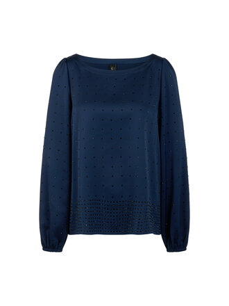 Marccain Glam Wijdvallende blouse met hotfix-steentjes