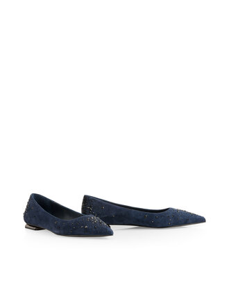 Marccain Glam Ballerina’s van suède met kristallen