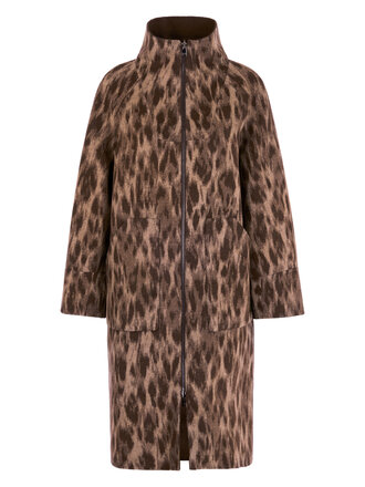 Marccain Sports Wollen jas met luipaardprint