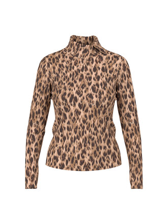 Marccain Sports Shirt met luipaarddessin, lange mouwen en col