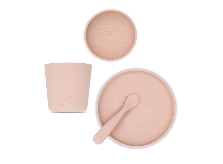 Kinderserviesset siliconen pale pink