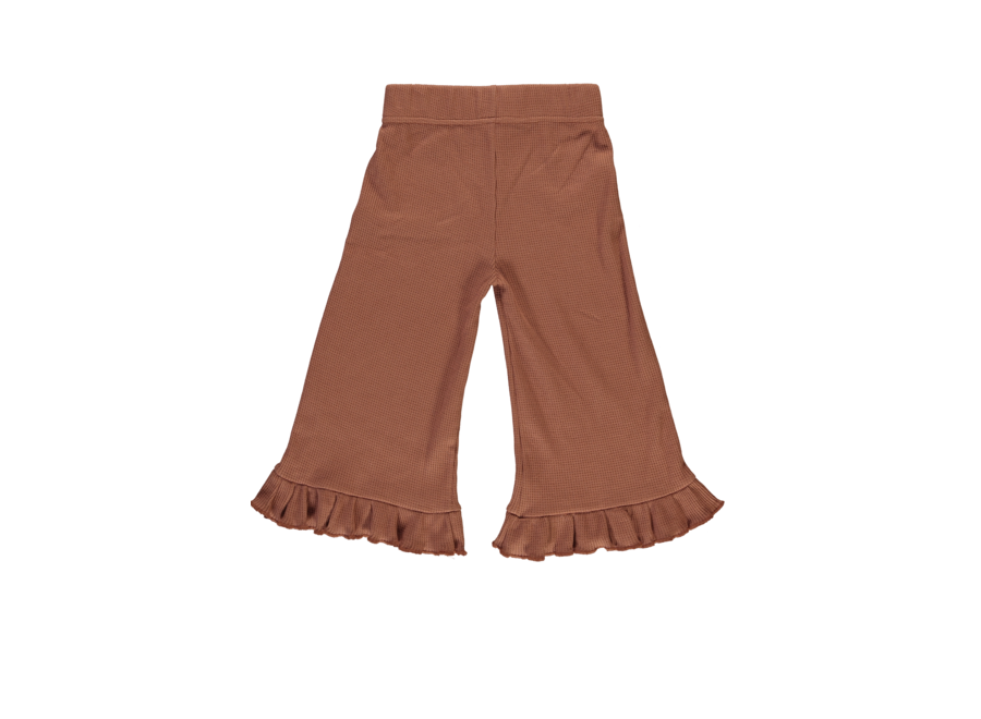 Trouser with ruffle - copper brown