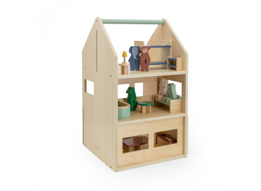 Houten speelhuis met accessoires