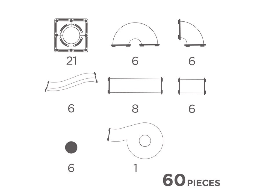 Ball Run Compact Pack Intense | 60 Pieces - Magnetisch speelgoed