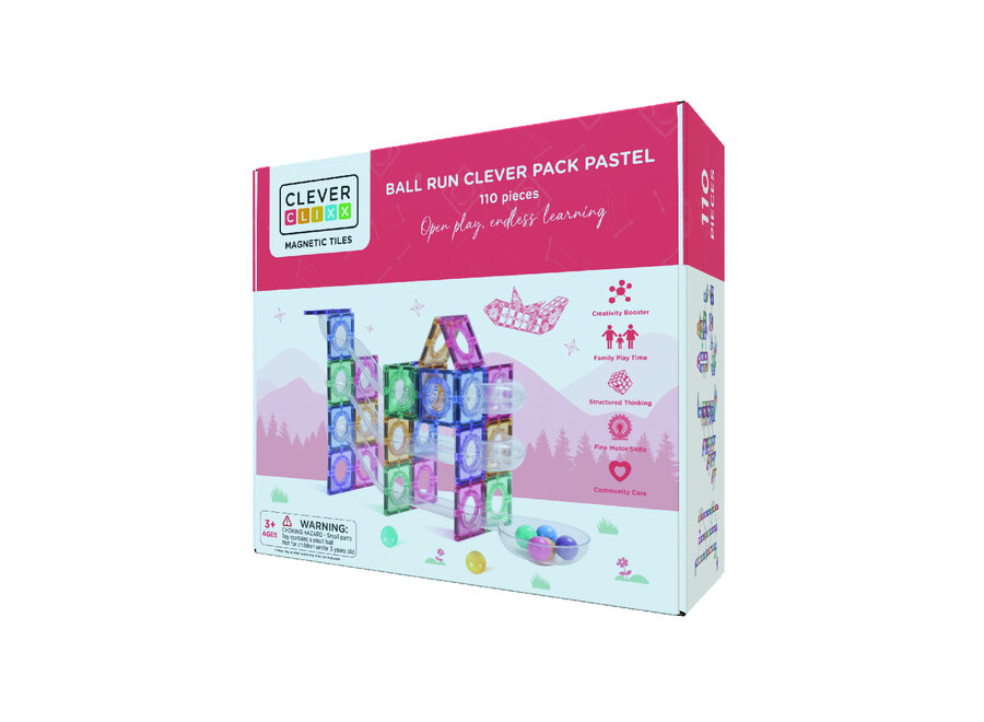 Ball Run Clever Pack Pastel | 110 Pieces - Magnetisch speelgoed