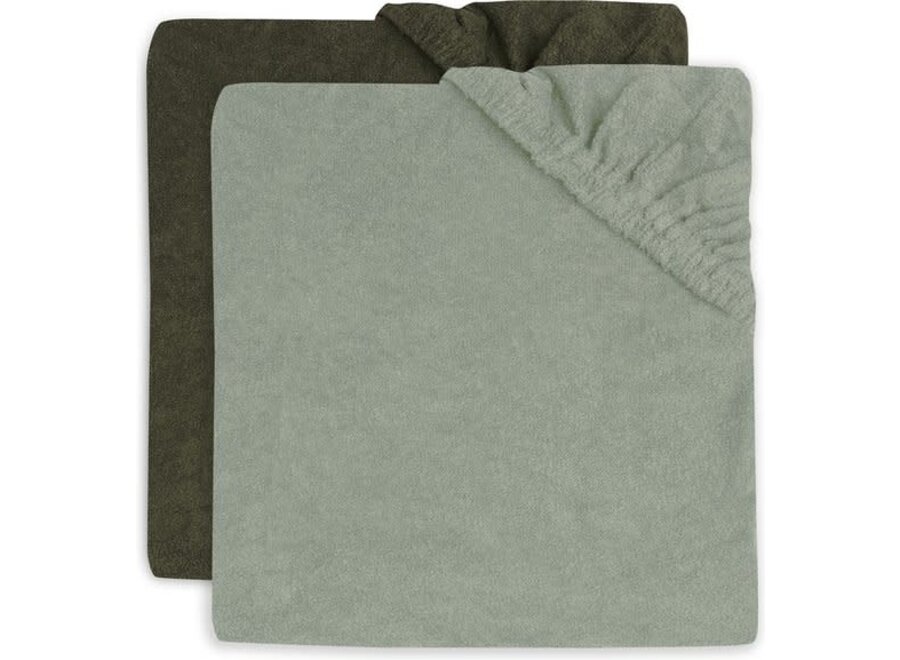 Aankleedkussenhoes Badstof 50x70cm Ash Green/Leaf Green (2p)