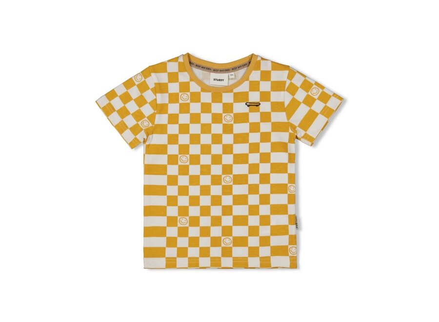 T-shirt AOP - Checkmate geel