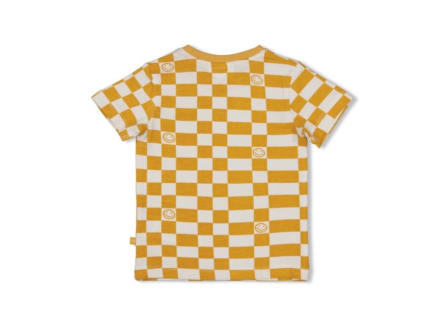 Geruit T-shirt - Checkmate geel