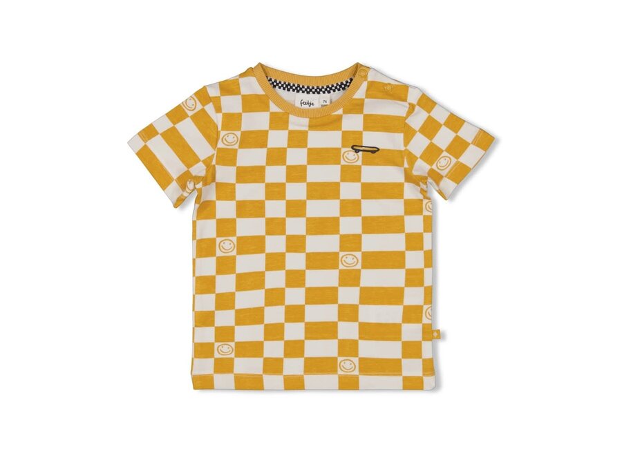 Geruit T-shirt - Checkmate geel