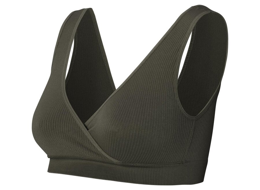 Gayla seamless nursing rib cross top olive