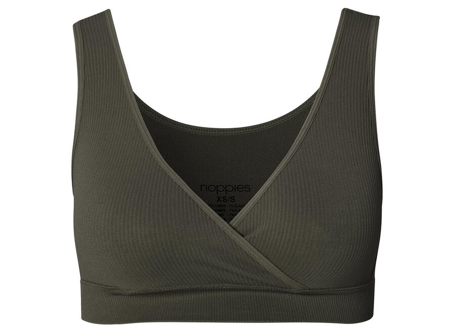 Gayla seamless nursing rib cross top olive